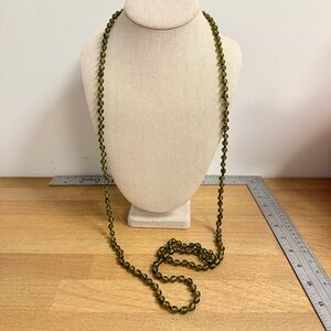 Green glass bead long wrap necklace